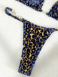 Wild Allure Sexy Leopard Micro Velvet Thong Bikini