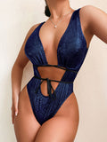 Sexy Stunning Shiny Snake Hollow Out One Piece Swimsuit