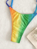 Rainbow Delight Sexy Micro One Piece G String Thong Swimsuit