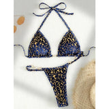 Wild Allure Sexy Leopard Micro Velvet Thong Bikini