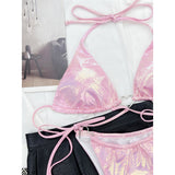 Pink Love Shiny Love Heart Triangle Bikini