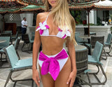 Rose Bloom Elegance Bikini Set Pink High Waisted 3D Floral Bikini