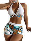 Caribbean High Waist Halter Full Cover Bikini Bottom Set