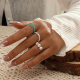 Celestial Pearls Boho Knuckle Rings Set