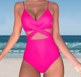 Solid One Piece Tummy Slimming Design Swimsuit