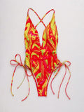 Sunset Lace Up Sexy Backless One Piece Swimsuit