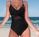 Solid One Piece Tummy Slimming Design Swimsuit