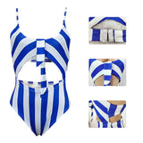 Striped Sensation Cut Out One Piece Bathing Suit