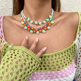 Trendy Flower Passion Beads Choker Necklace