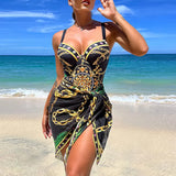 Sunset Luxe Push Up Swimsuit and Beach Cover Up Set