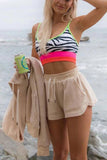 Pink Zebra Striped High Waist Bikini