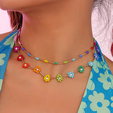 Trendy Flower Passion Beads Choker Necklace