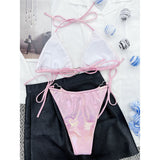 Pink Love Shiny Love Heart Triangle Bikini