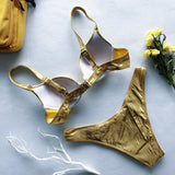 Glistening Glam Metallic Bikini Push Up Set