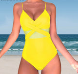 Solid One Piece Tummy Slimming Design Swimsuit