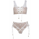 Lush Lace Goddess High Waist Bikini White