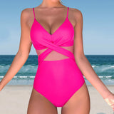 Solid One Piece Tummy Slimming Design Swimsuit