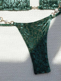 Wild Allure Sexy Leopard Micro Velvet Thong Bikini