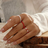 Celestial Pearls Boho Knuckle Rings Set