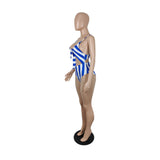 Striped Sensation Cut Out One Piece Bathing Suit