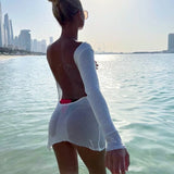 Paradise Calling Swimsuit Cover Up Sexy White Backless Mini Dress