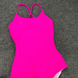 Sexy Strappy Open Back One Piece Pink Swimsuit