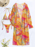 Palm Breeze Paradise 3-Piece Bikini Set With Beach Cover-Up