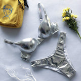 Glistening Glam Metallic Bikini Push Up Set