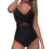 Solid One Piece Tummy Slimming Design Swimsuit