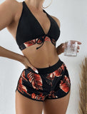 Caribbean High Waist Halter Full Cover Bikini Bottom Set