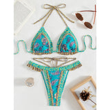 Sexy Temptress Strappy Side Brazilian Ruffle Bikini