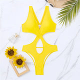 Making Waves V Neck Cut Out One Piece Swimsuit