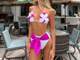 Rose Bloom Elegance Bikini Set Pink High Waisted 3D Floral Bikini