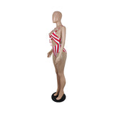 Striped Sensation Cut Out One Piece Bathing Suit