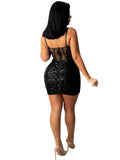 Sequin Spaghetti Straps Mesh Mini Dresses Loveclb