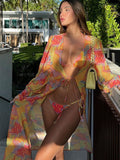 Palm Breeze Paradise 3-Piece Bikini Set With Beach Cover-Up