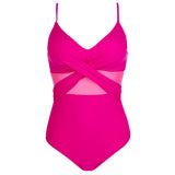 Solid One Piece Tummy Slimming Design Swimsuit