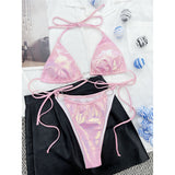 Pink Love Shiny Love Heart Triangle Bikini