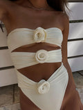 Chic 3D Flower Cut Out Swimsuit