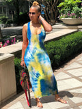 Sleeveless Tie Dye Tank Maxi Dresses Loveclb