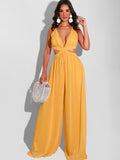 Spaghetti Strap Chiffon Backless Wide Leg Jumpsuits Loveclb