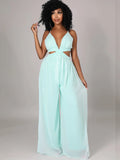 Spaghetti Strap Chiffon Backless Wide Leg Jumpsuits Loveclb