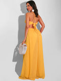 Spaghetti Strap Chiffon Backless Wide Leg Jumpsuits Loveclb