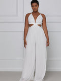 Spaghetti Strap Chiffon Backless Wide Leg Jumpsuits Loveclb