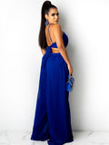 Spaghetti Strap Chiffon Backless Wide Leg Jumpsuits Loveclb