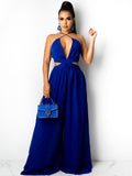 Spaghetti Strap Chiffon Backless Wide Leg Jumpsuits Loveclb