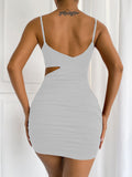 Spaghetti Strap Cut Out Ruched Bodycon Mini Dresses Loveclb