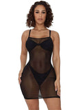 Spaghetti Strap Sheer Mesh Mini Dresses Cover Up Loveclb