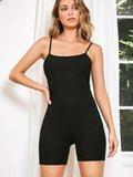 Spaghetti Strap Sleeveless Solid Short Jumpsuits Loveclb