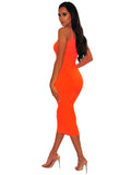 Spaghetti Strap Solid Color Bodycon Maxi Dresses Loveclb